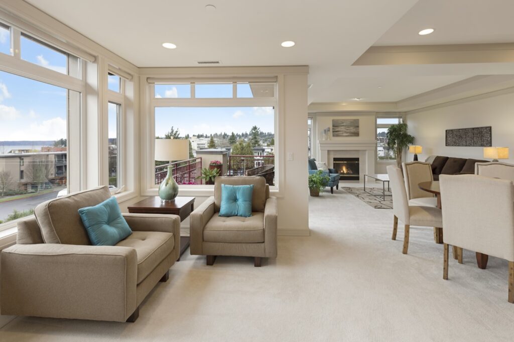Bright, tidy apartment living area